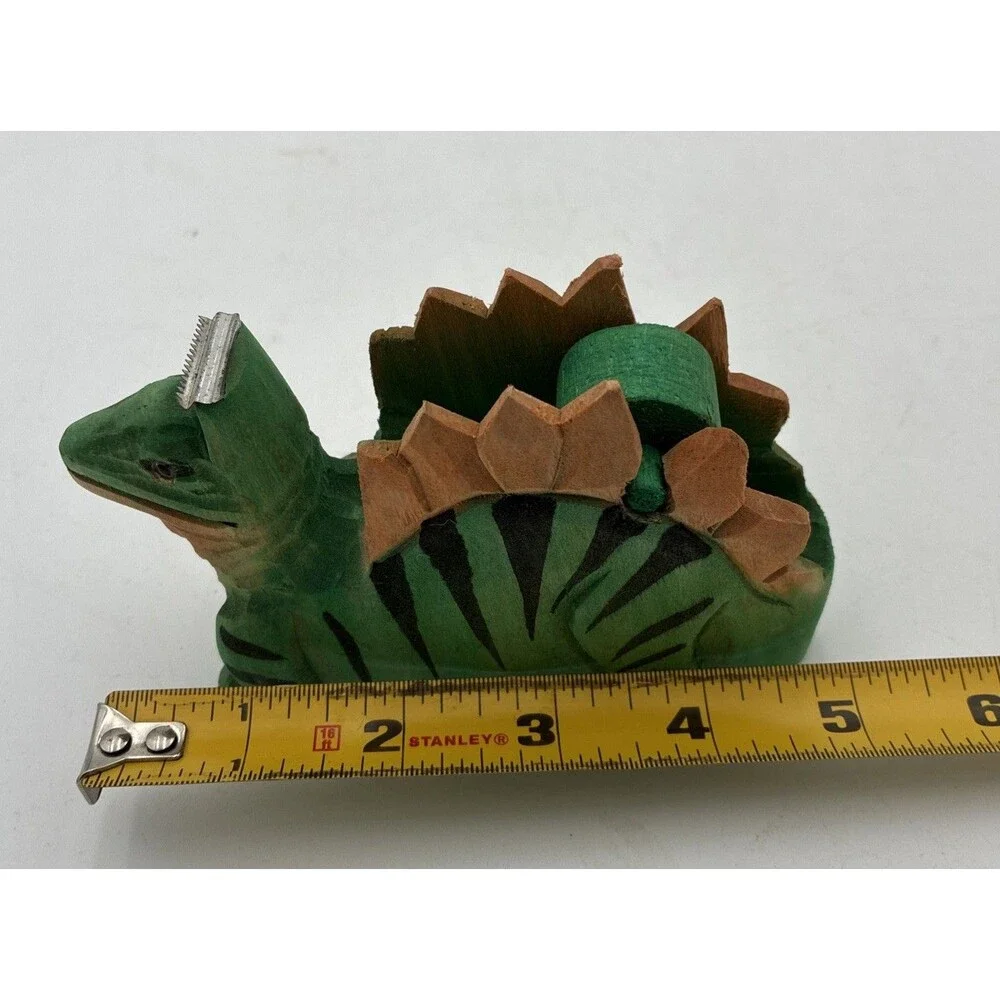 dinosaur head shape Tape Dispenser desk top wood carving